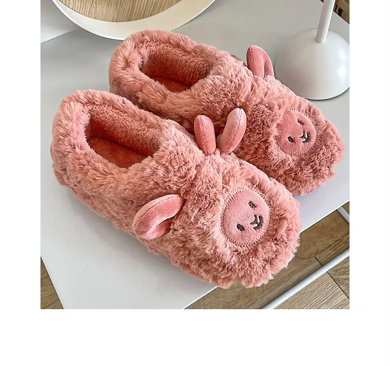 Winter Slippers with Heel, in Stock, Comfortable Home Plush Stitched Shoes for Women, Warm, Furry, Thickened for Autumn and Winter — feature 9