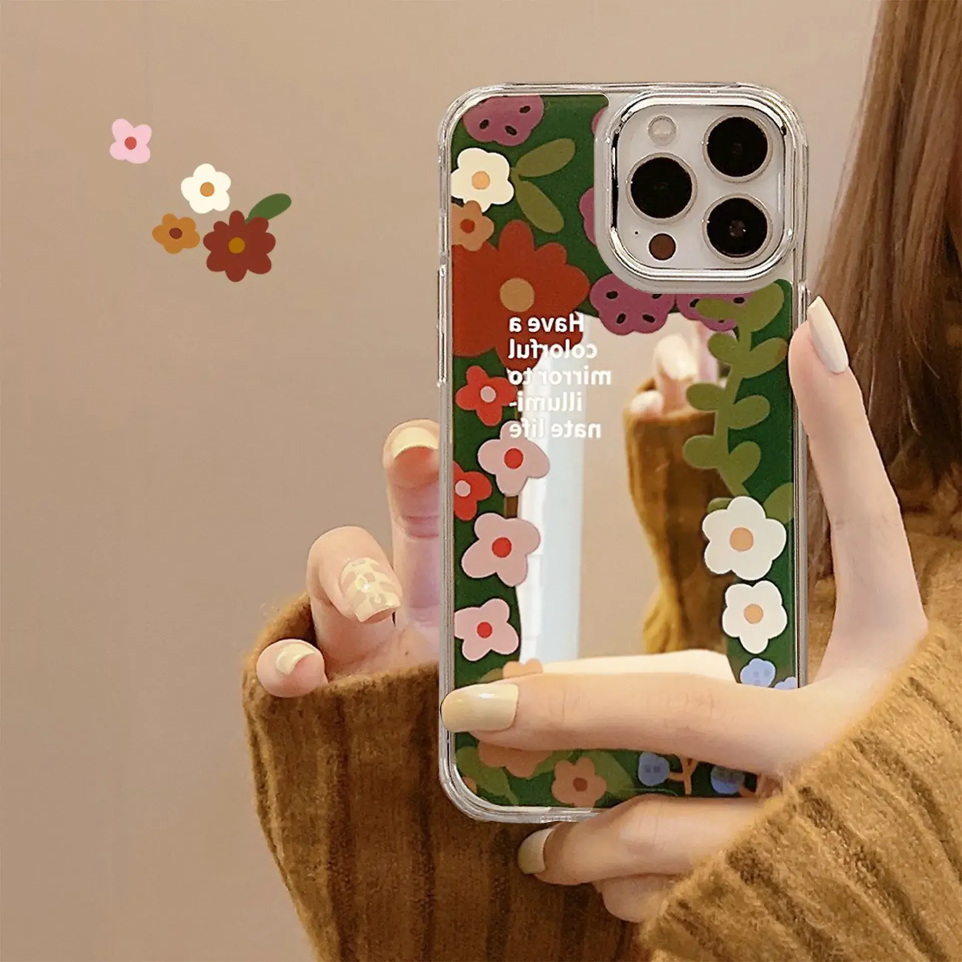 Korean Style Flower Smiley Face iPhone 16 Case - Image 2