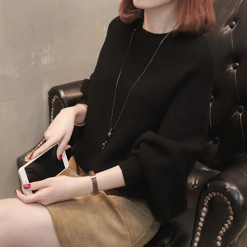 Autumn Women's Knit Sweater Jacket with Bat Sleeve - Image 6