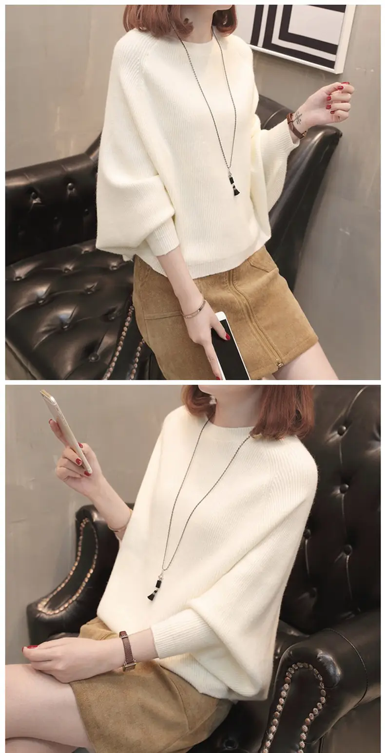 Autumn Women's Knit Sweater Jacket with Bat Sleeve — feature 7