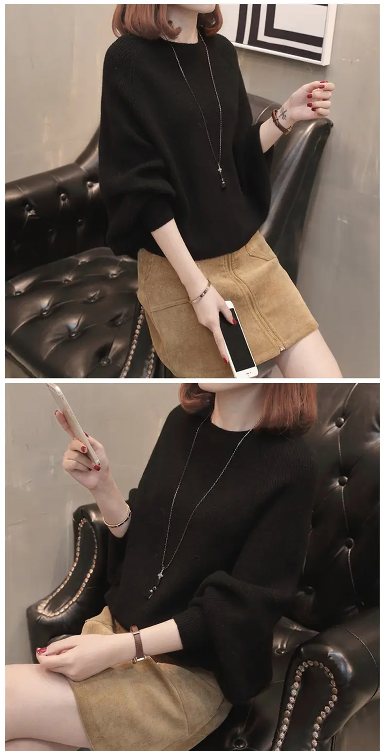 Autumn Women's Knit Sweater Jacket with Bat Sleeve — feature 9