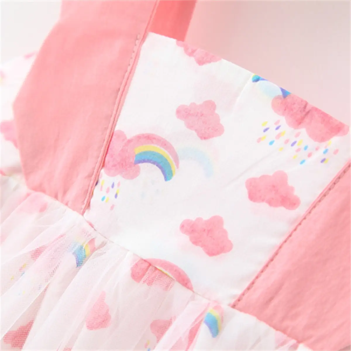 Girls Dress Pink Heart Print Mesh Strap Baby Princess - Image 6