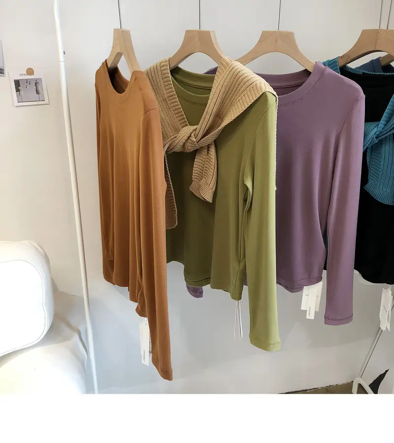 Women White Thermal Long Sleeve T-Shirt 2025 Autumn — feature 11
