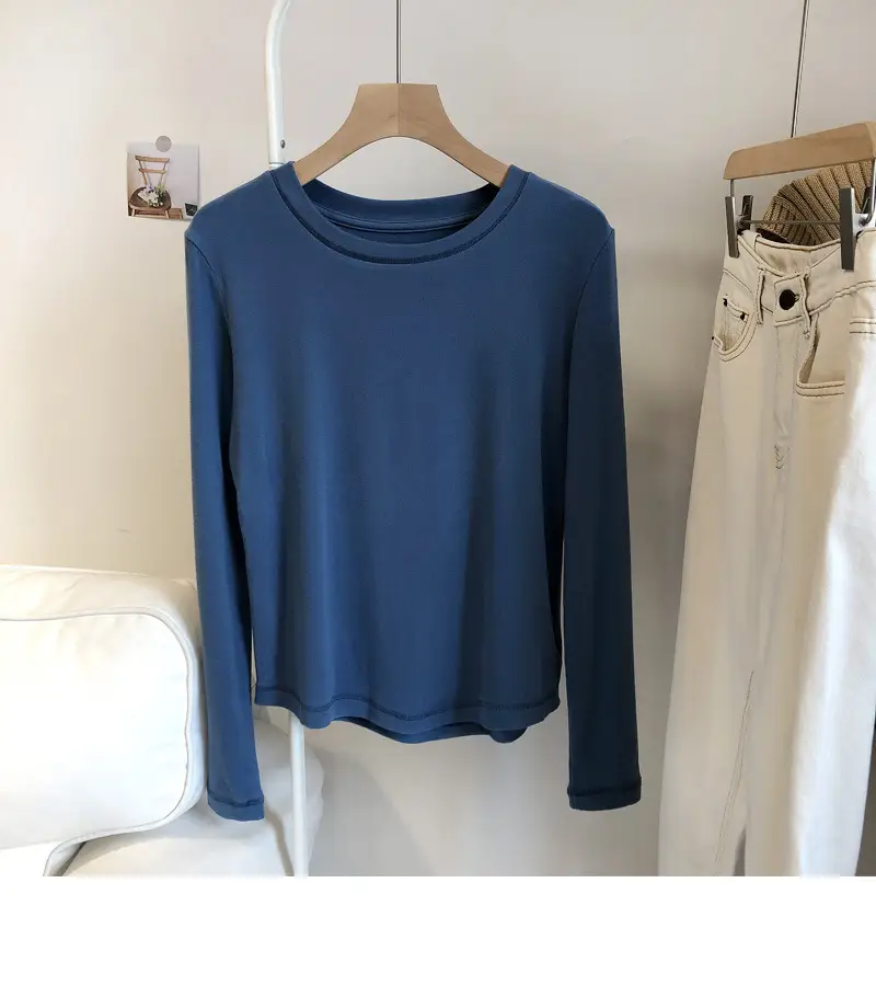 Women White Thermal Long Sleeve T-Shirt 2025 Autumn — feature 15