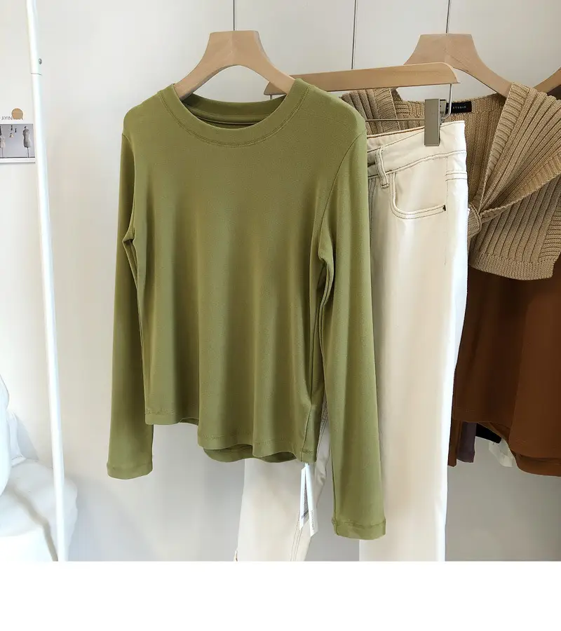 Women White Thermal Long Sleeve T-Shirt 2025 Autumn — feature 16