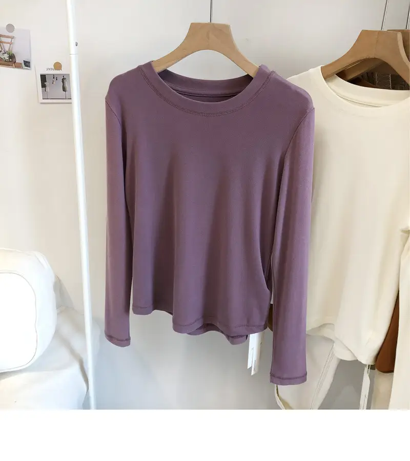 Women White Thermal Long Sleeve T-Shirt 2025 Autumn — feature 21