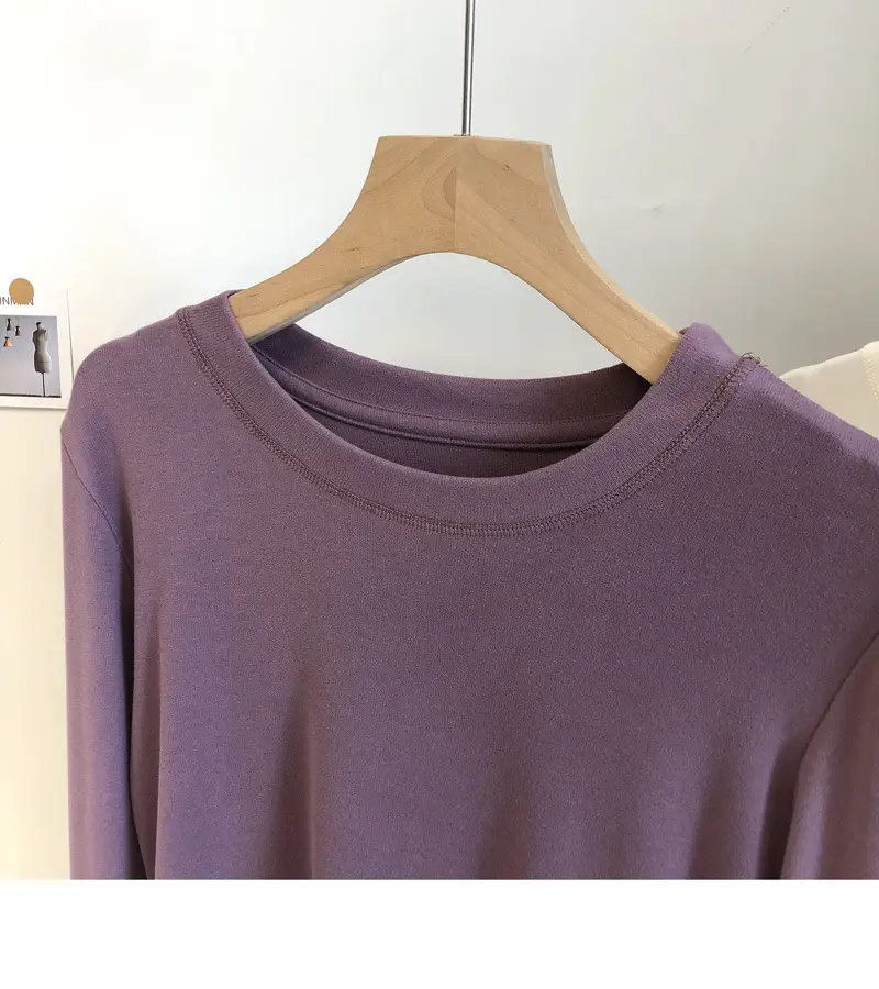 Women White Thermal Long Sleeve T-Shirt 2025 Autumn — feature 22