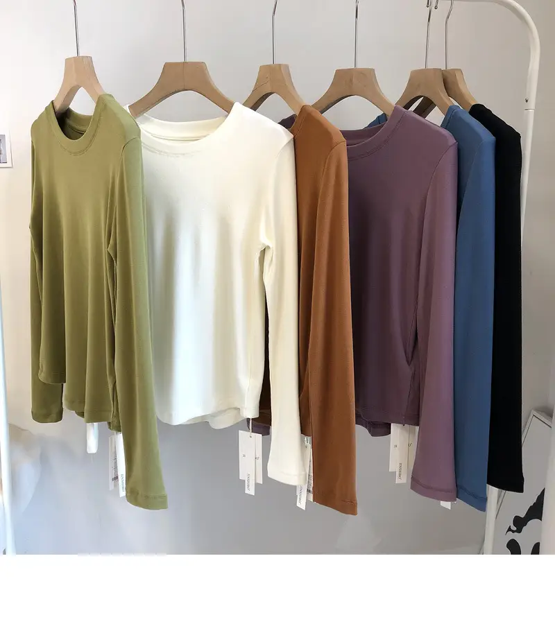 Women White Thermal Long Sleeve T-Shirt 2025 Autumn — feature 9
