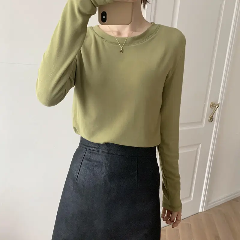 Women White Thermal Long Sleeve T-Shirt 2025 Autumn - Image 2