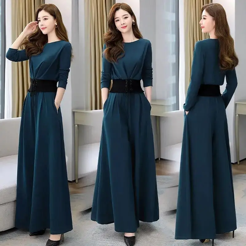 European Women's 2-Piece Grey Wide Leg Pants Suit - Image 7