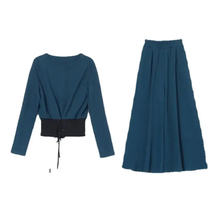 European Women's 2-Piece Grey Wide Leg Pants Suit - Image 9