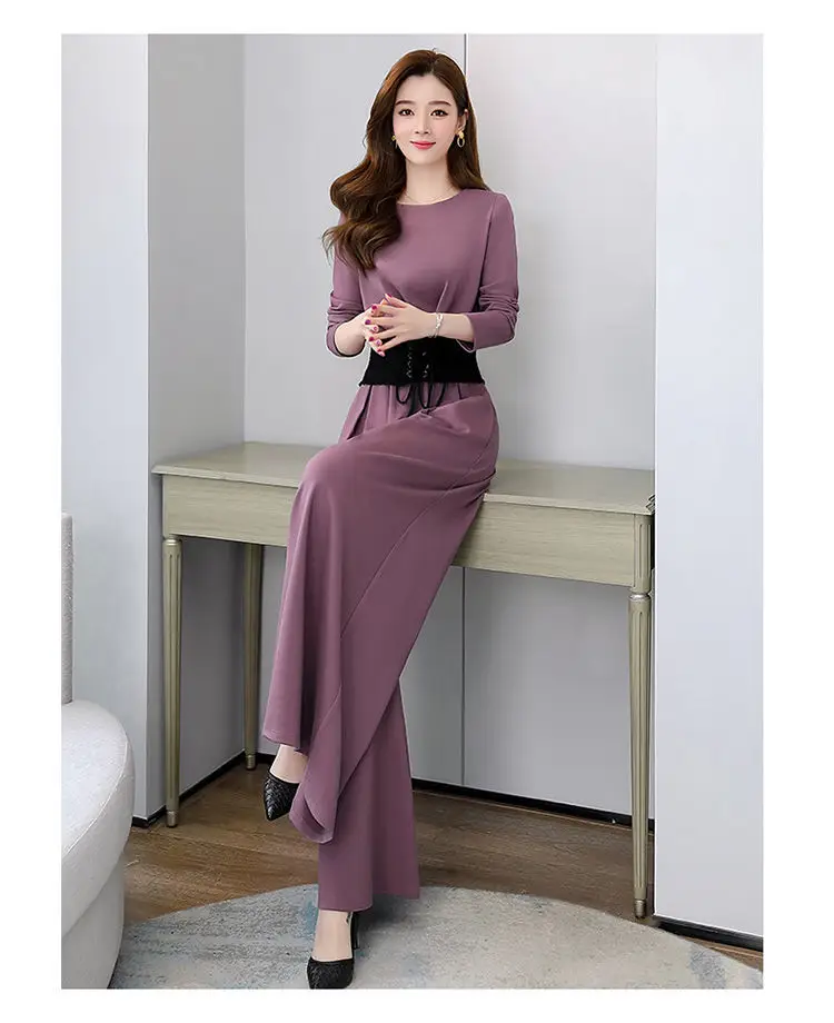 European Women's 2-Piece Grey Wide Leg Pants Suit — feature 10