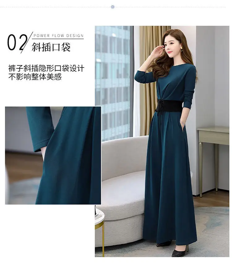 European Women's 2-Piece Grey Wide Leg Pants Suit — feature 7