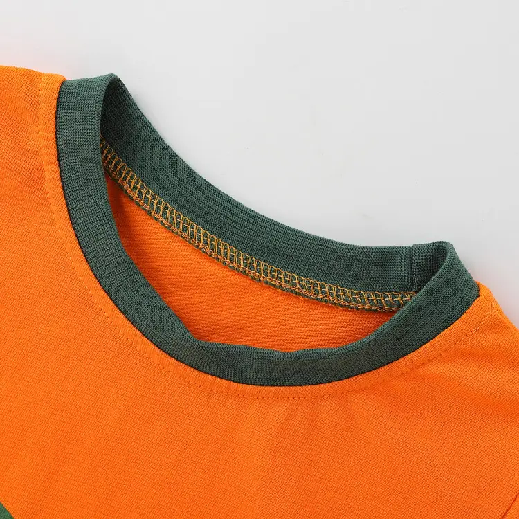 Orange Dinosaur Graphic Boys T-Shirt Short Sleeve Cotton - Image 2