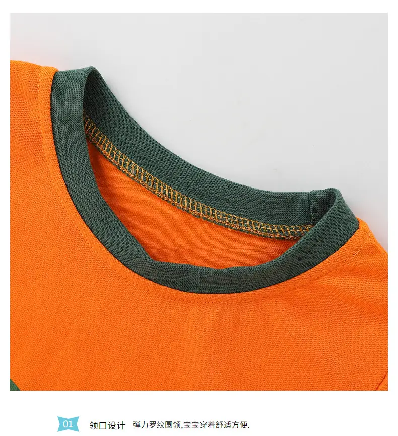 Orange Dinosaur Graphic Boys T-Shirt Short Sleeve Cotton — feature 22