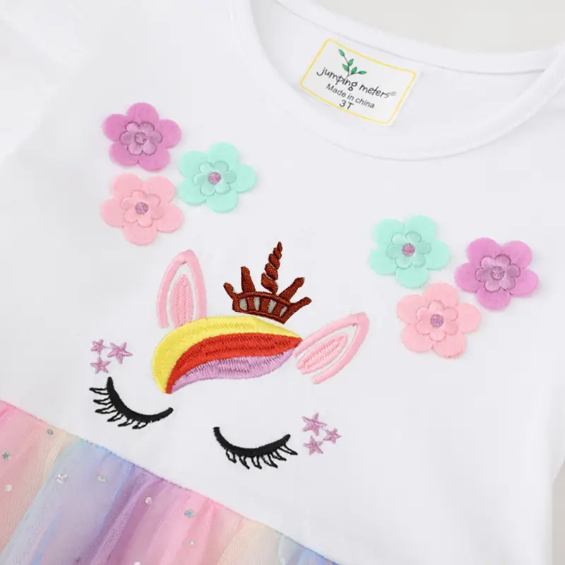 One Piece Unicorn Girls Dress Pink Skirted Summer - Image 3