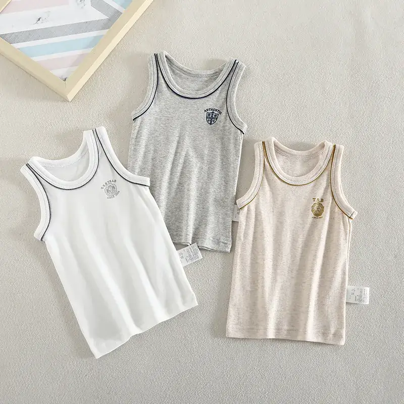Classic British Style Boys Vest Set 3 Pack Grey Cotton - Image 3