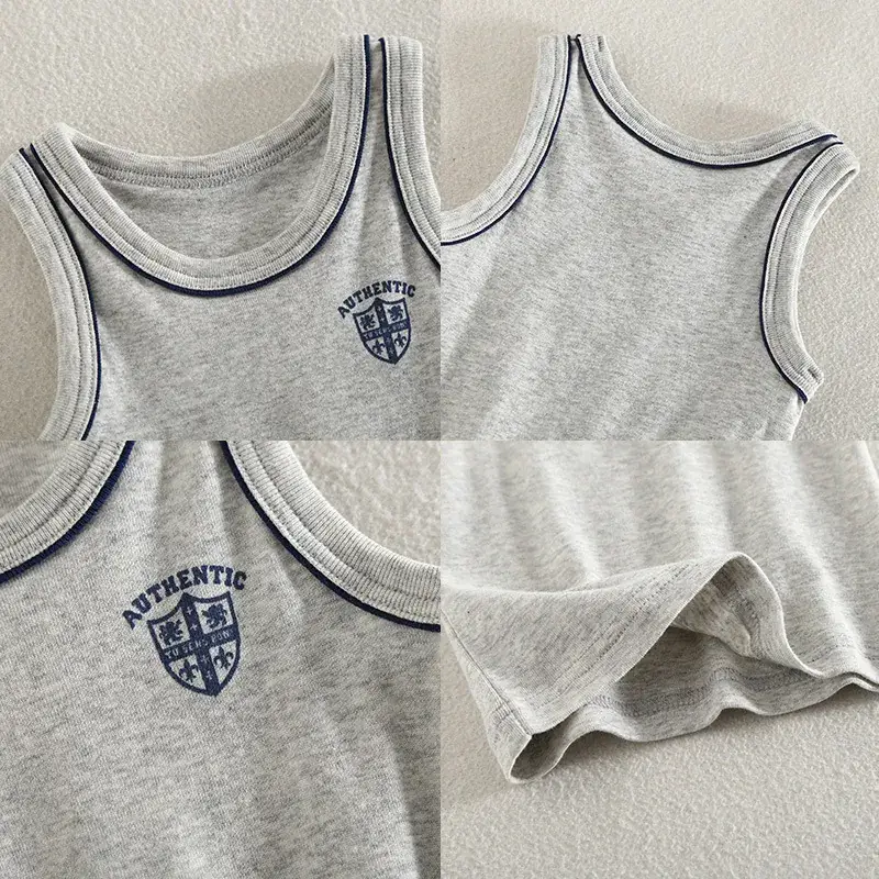 Classic British Style Boys Vest Set 3 Pack Grey Cotton - Image 5