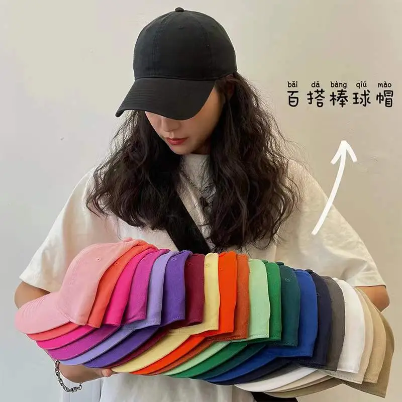 Black Baseball Cap for Men Women Sun Hat Wash Cap - Image 33