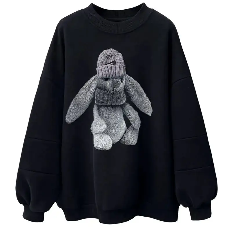 Women's Grey Sweatshirt with Rabbit Print 2023