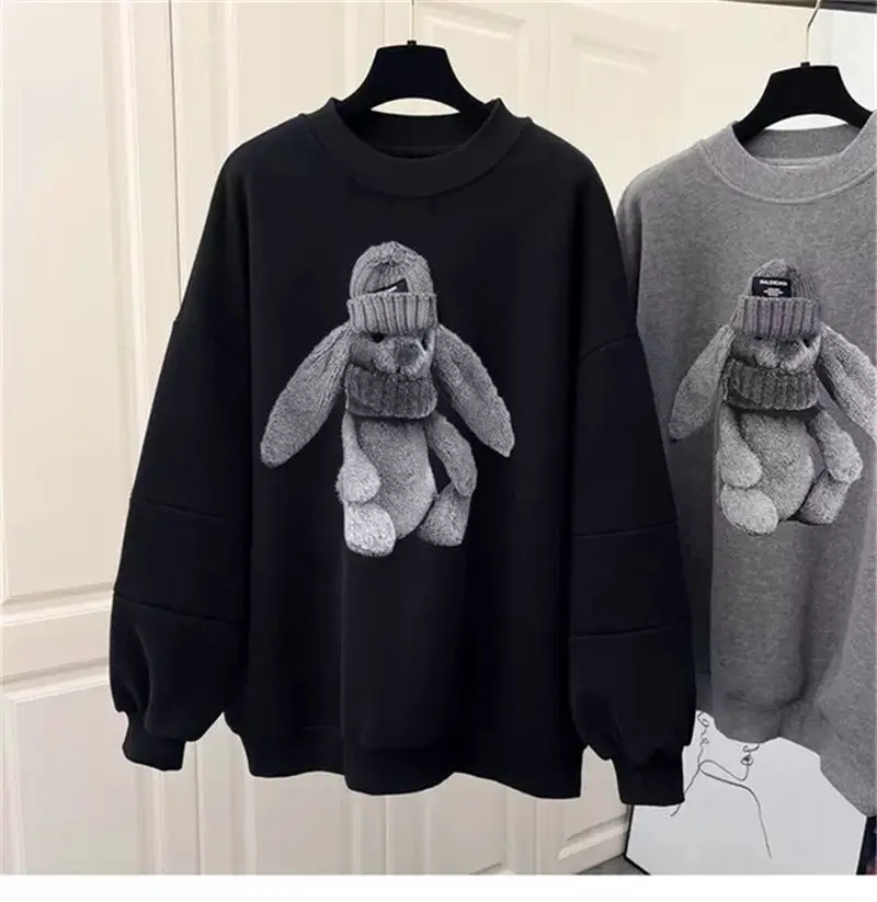 Women's Grey Sweatshirt with Rabbit Print 2023 — feature 7