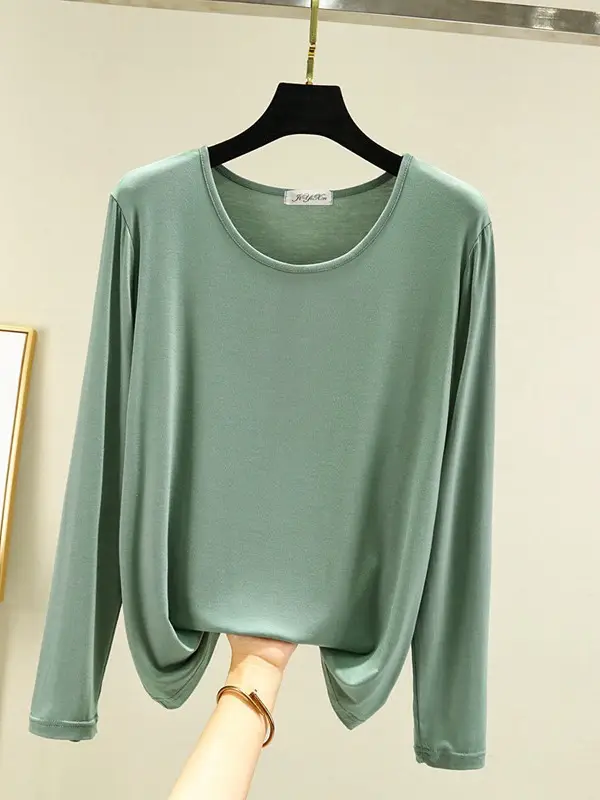 Women Green Long Sleeve T-Shirt with Mask Bottom - Image 12