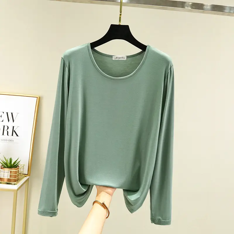 Women Green Long Sleeve T-Shirt with Mask Bottom - Image 6