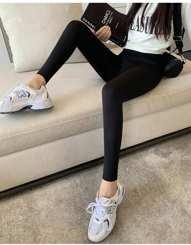 Women's Black Plus Size Warmth Thick Leggings High Waist Yoga Pants — feature 12