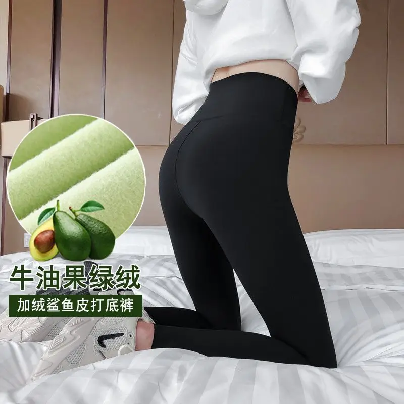Women's Black Plus Size Warmth Thick Leggings High Waist Yoga Pants - Image 3