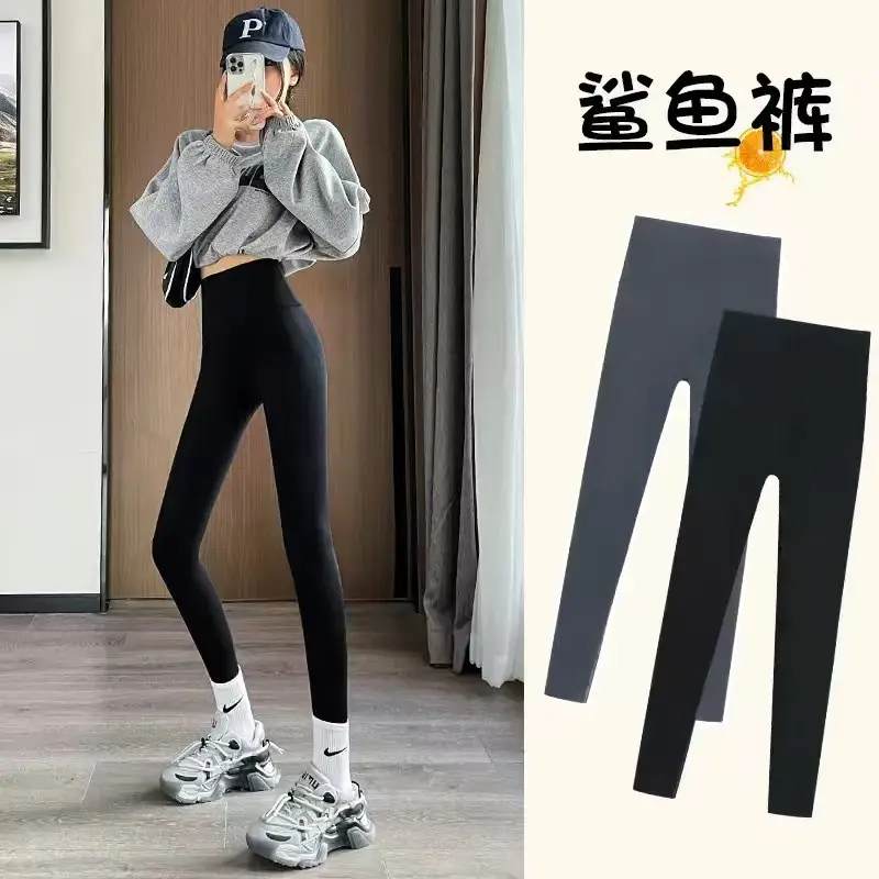 Women's Black Plus Size Warmth Thick Leggings High Waist Yoga Pants - Image 7