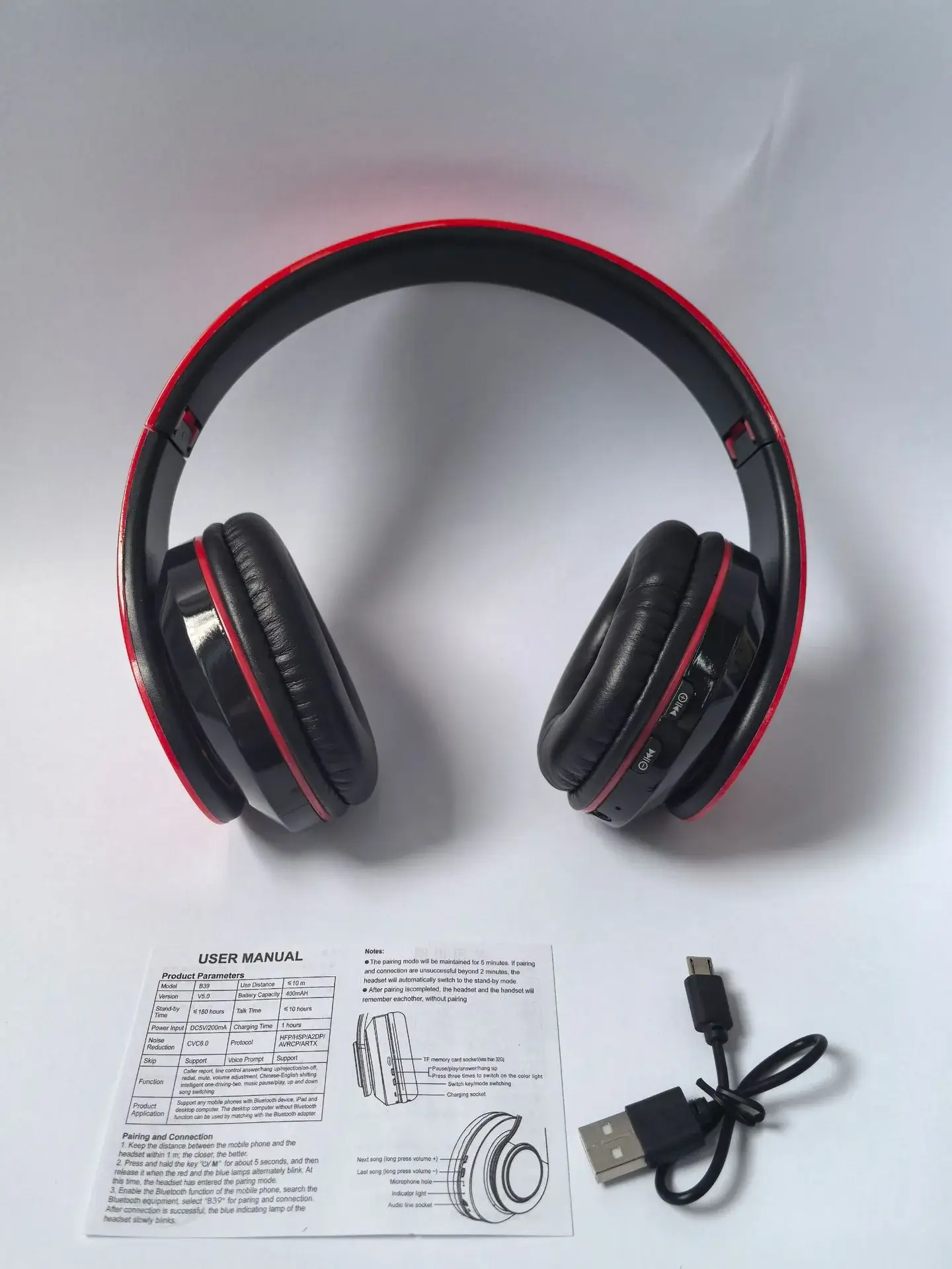 Wireless Bluetooth Headset Red Black Foldable Subwoofer — feature 15