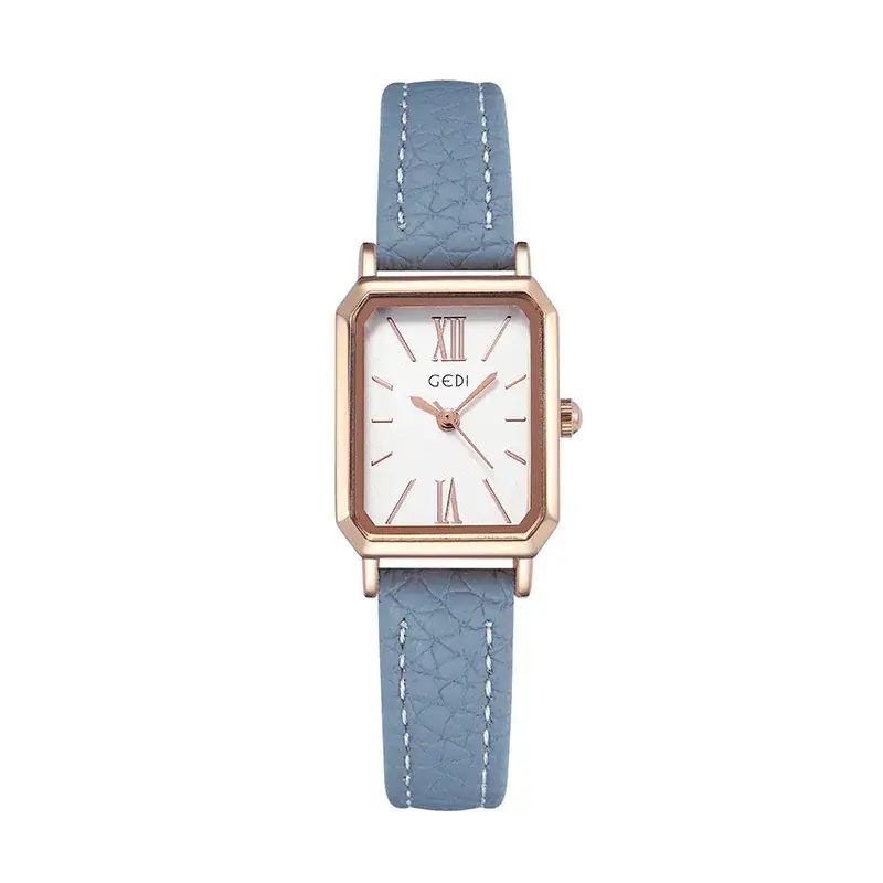 Goldie Rectangular Women's Quartz Watch Brown Leather Band - Image 3
