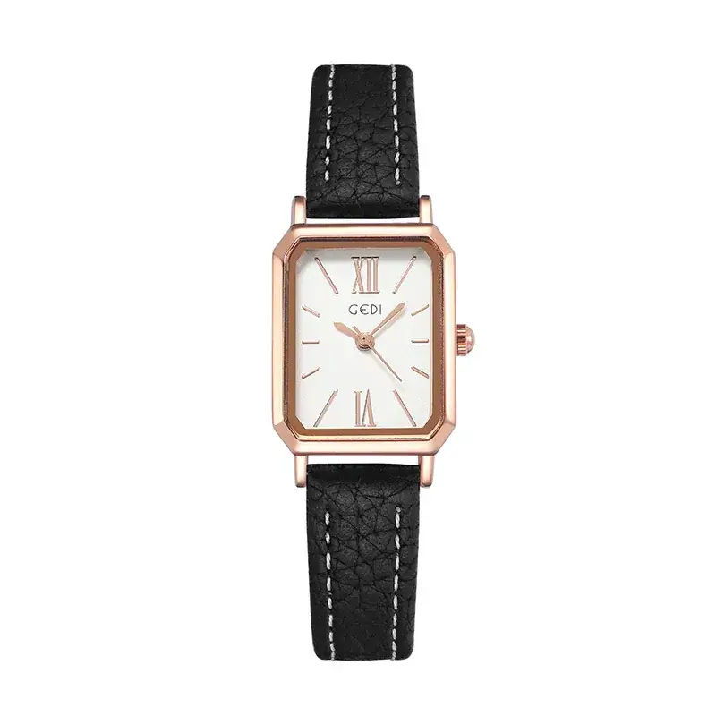 Goldie Rectangular Women's Quartz Watch Brown Leather Band - Image 4