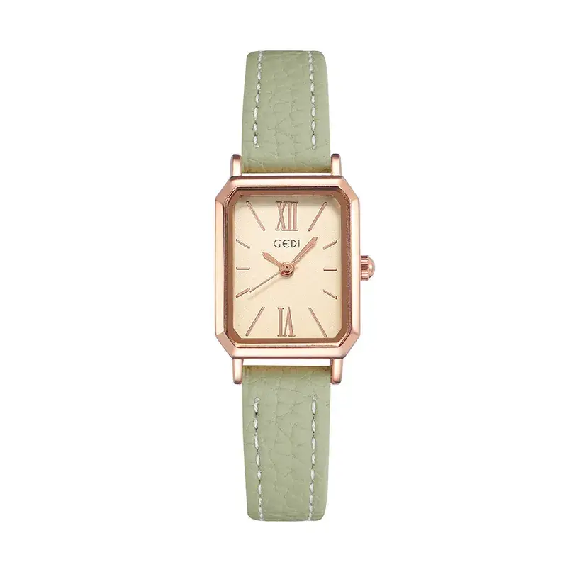 Goldie Rectangular Women's Quartz Watch Brown Leather Band - Image 6