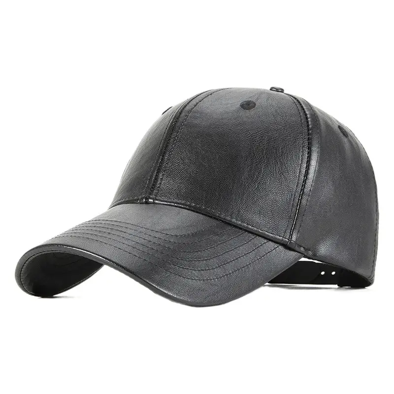 Silver PU Leather Baseball Cap for Men