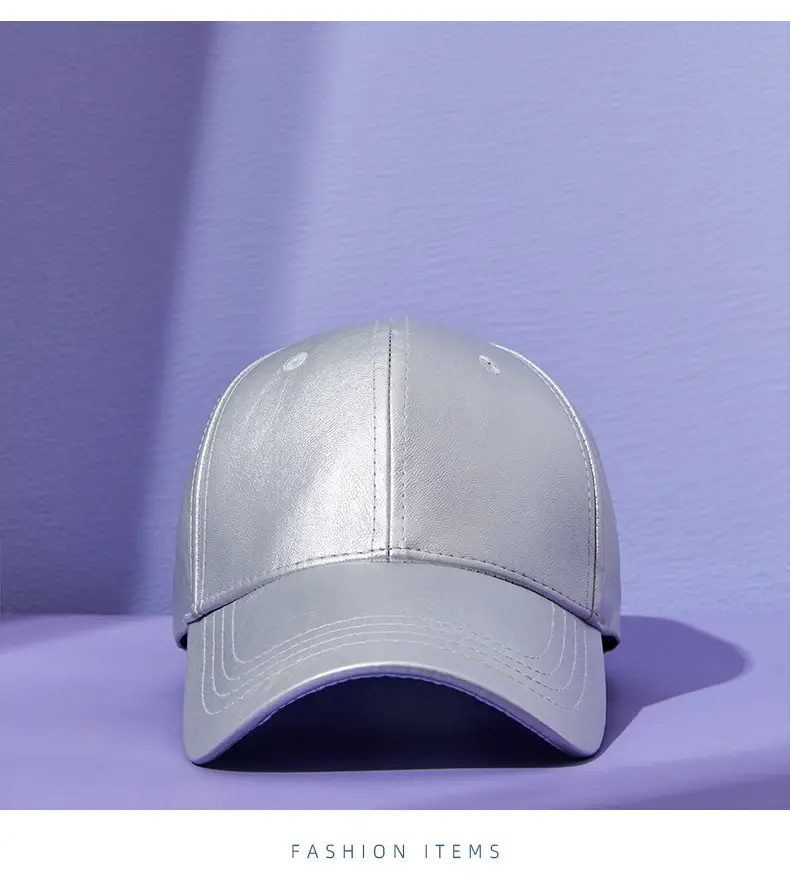 Silver PU Leather Baseball Cap for Men — feature 12