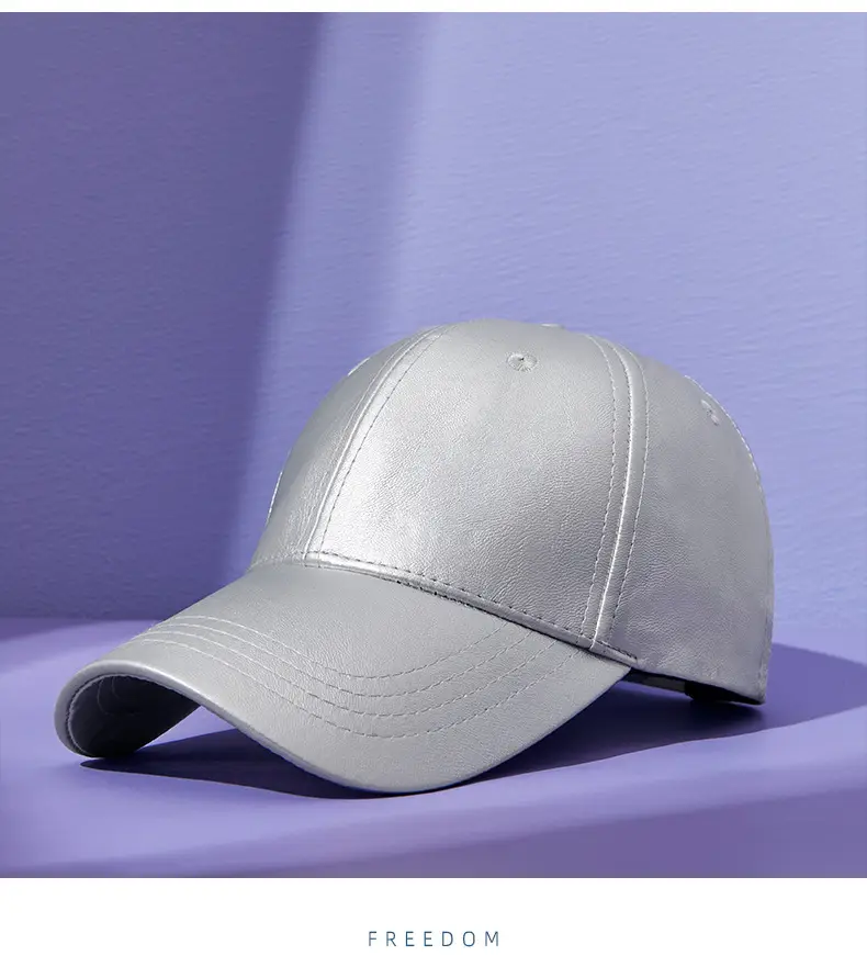 Silver PU Leather Baseball Cap for Men — feature 13