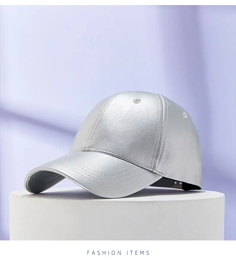 Silver PU Leather Baseball Cap for Men — feature 17