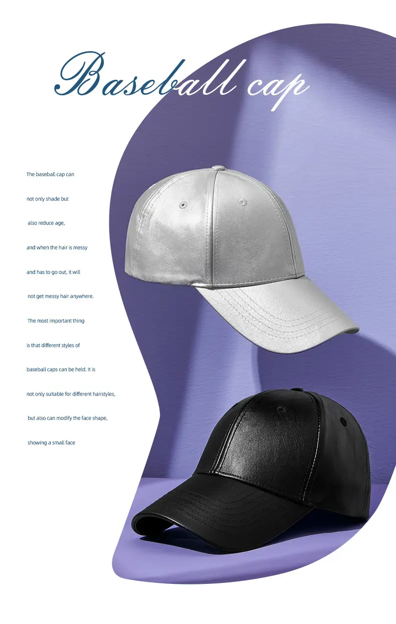Silver PU Leather Baseball Cap for Men — feature 3