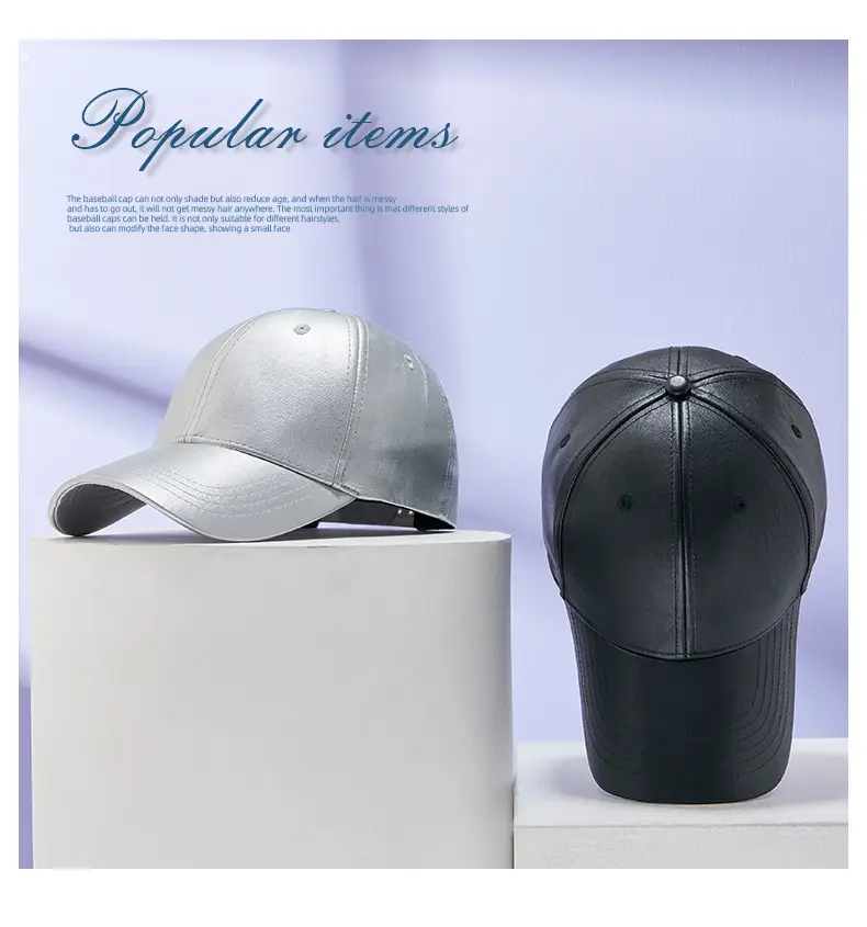 Silver PU Leather Baseball Cap for Men — feature 5