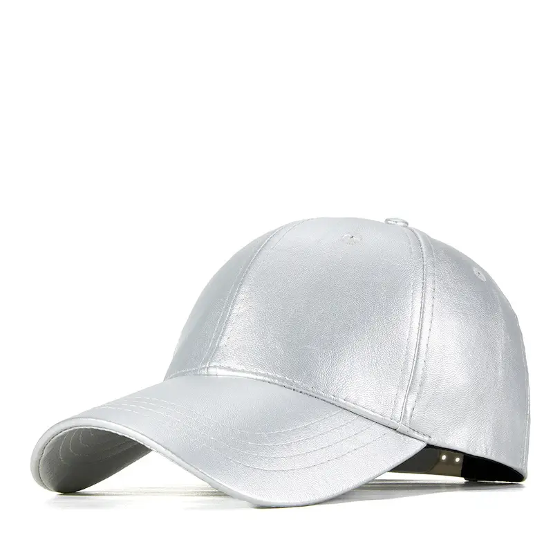 Silver PU Leather Baseball Cap for Men - Image 2