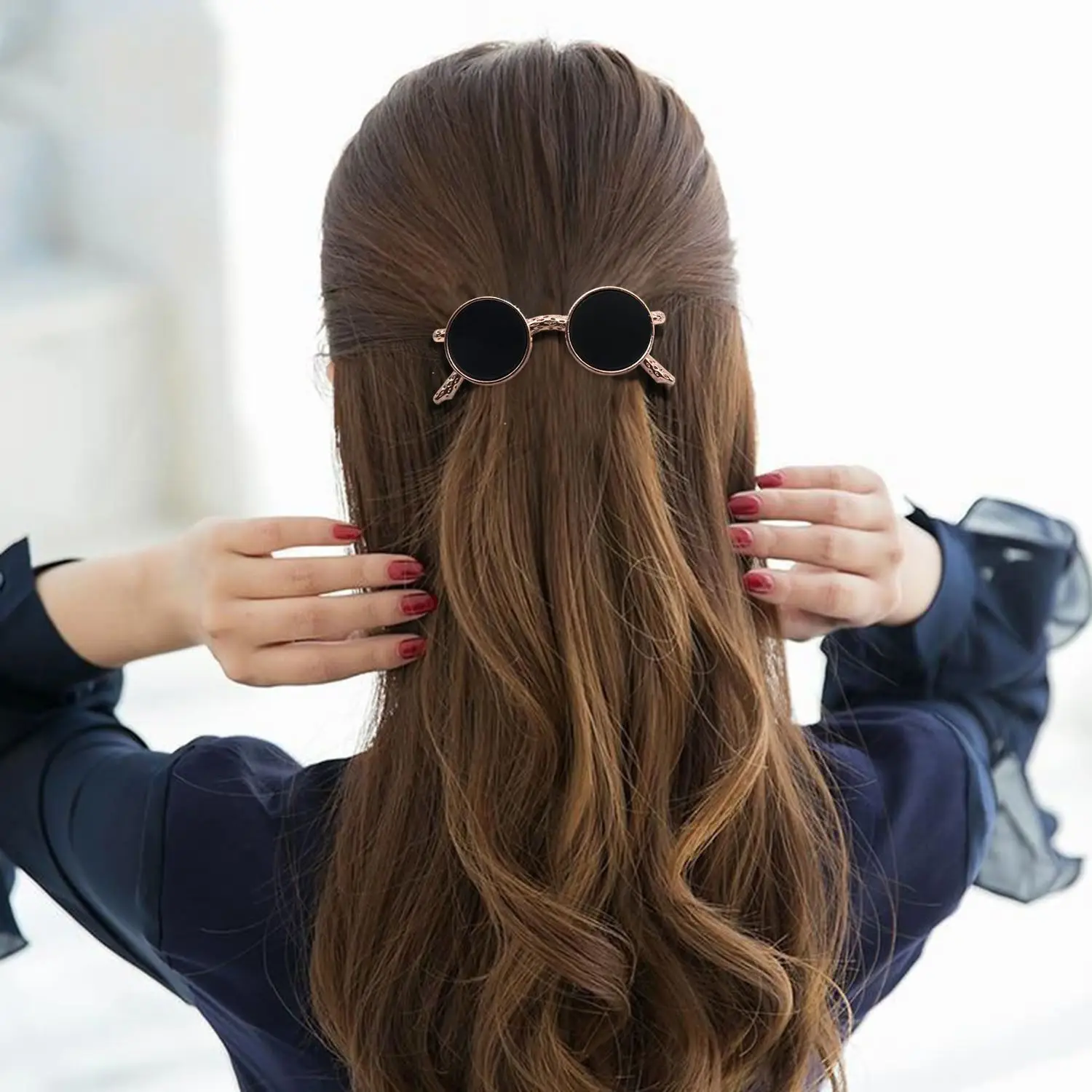 Cute Black Sunglasses Hairpin Clip for Women - Image 3