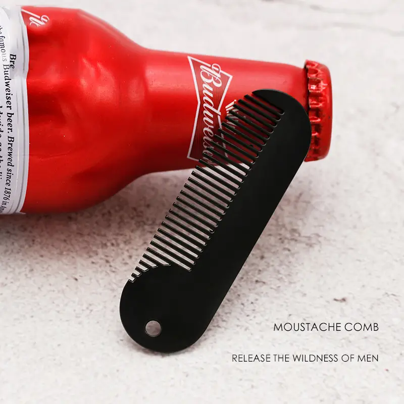 Retro Oil Head Beard Comb Zinc Alloy Black Portable - Image 4