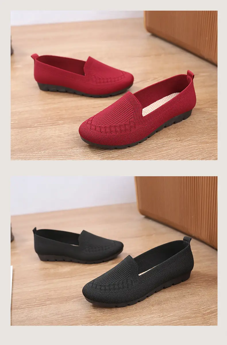 Large Size Beijing Cloth Shoes, Summer Breathable Casual Fly-Knit Shoes, Outdoor Sports Square Dance Slip-On Shoes for Middle-Aged Moms — feature 27