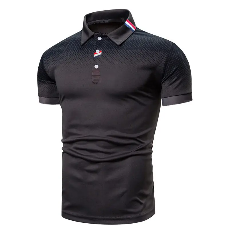 Men Blue Mesh Polo Shirt Summer Wear Short Sleeve