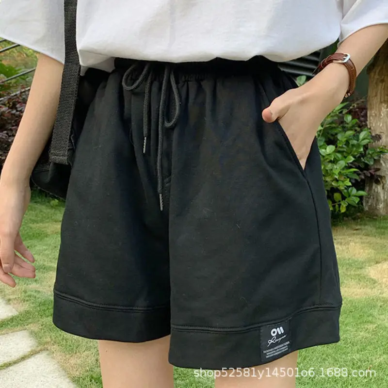 Women Black Drawstring Shorts 2025 Summer Loose Fit - Image 6