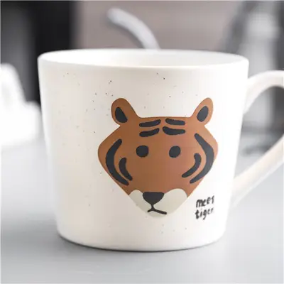 Japanese Style Ceramic Tiger Mug for Couple Breakfast - Image 2