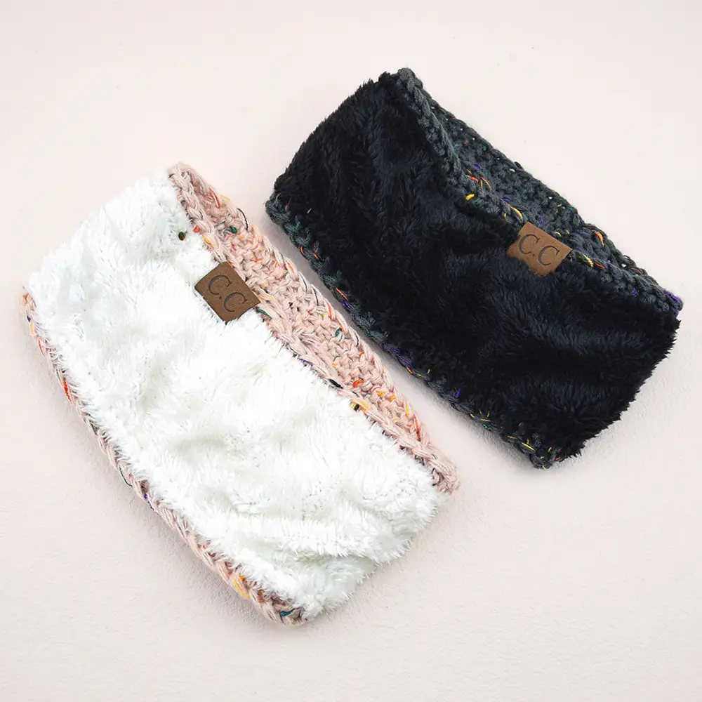 White Velvet Knitted Headband with Dot - Image 27