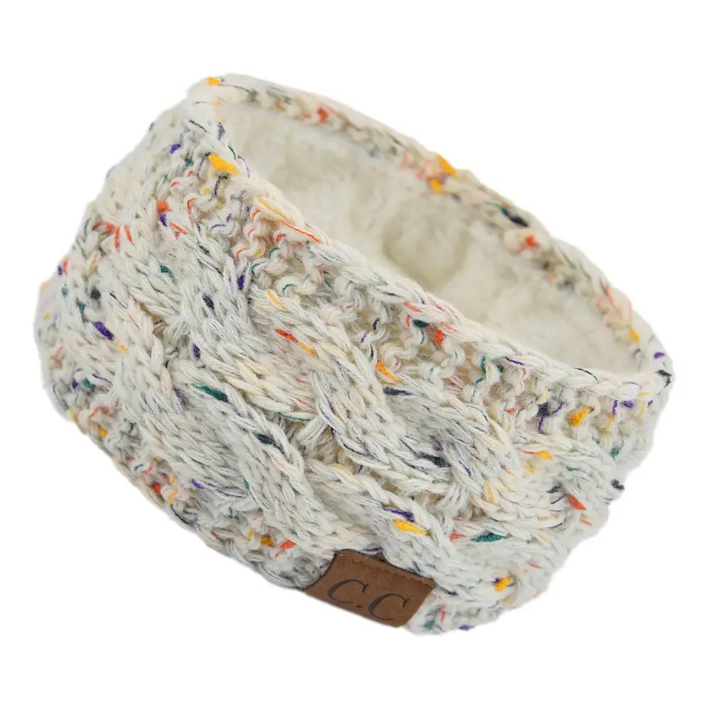 White Velvet Knitted Headband with Dot - Image 10
