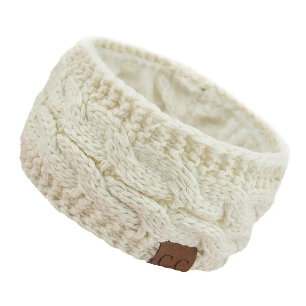 White Velvet Knitted Headband with Dot - Image 22